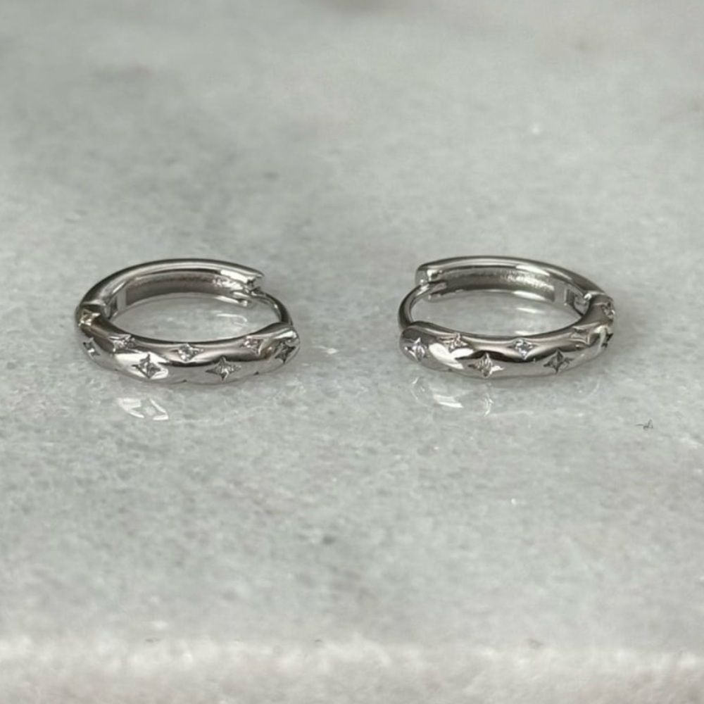 COPY - COPY - Sterling Silver Star Crystal Pave Hoop Earrings

Brand New